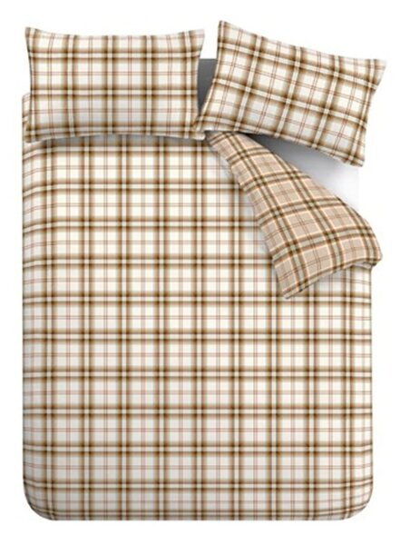 Set copripiumino e federa arancione e marrone chiaro per letto matrimoniale e per letto esteso 230x220 cm Kelso Check – Catherine Lansfield