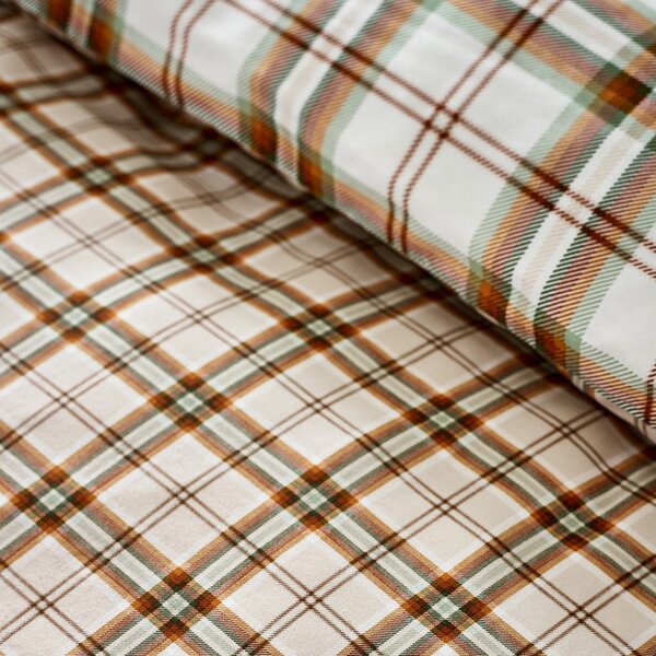 Set copripiumino e federa arancione e marrone chiaro per letto matrimoniale e per letto esteso 230x220 cm Kelso Check – Catherine Lansfield
