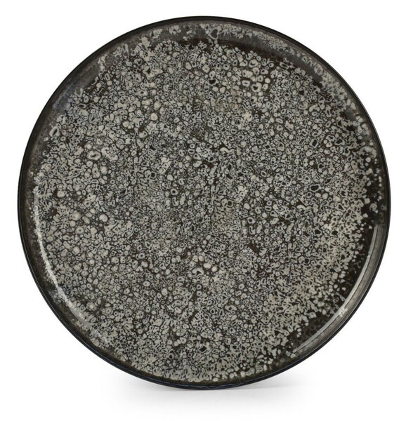 Piatto nero/color crema in gres ø 27 cm Gravel – ONA