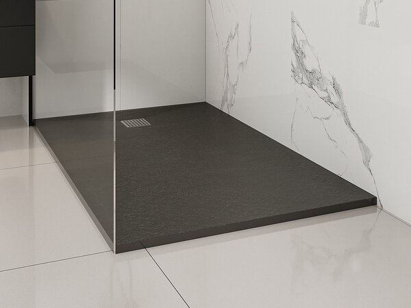 Piatto per doccia da posare o da incasso con sifone 140 x 90 cm in Resina Nero - MIRNOSA