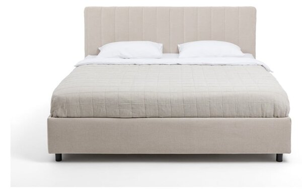 Letto matrimoniale imbottito beige con contenitore con materasso incluso/con rete inclusa 160x200 cm Myra Slim Line – Bonami Selection