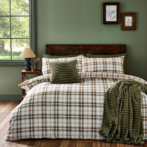 Set copripiumino e federa arancione e marrone chiaro per letto matrimoniale e per letto esteso 230x220 cm Kelso Check – Catherine Lansfield