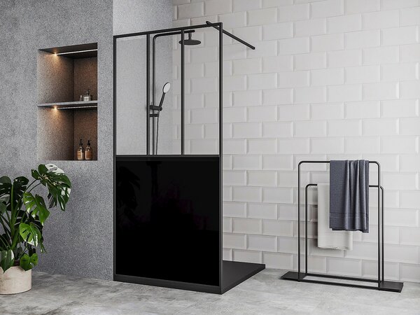 Parete per doccia walk-in 100 x 200 cm Nero opaco Stile atelier - URBANIK