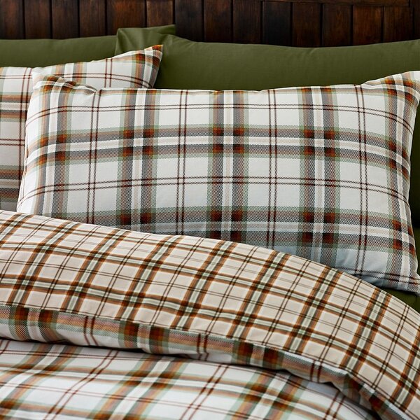 Set copripiumino e federa arancione e marrone chiaro per letto matrimoniale e per letto esteso 230x220 cm Kelso Check – Catherine Lansfield