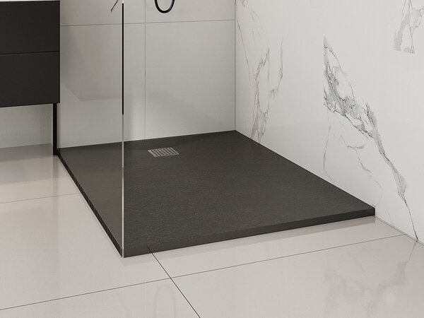 Piatto per doccia da posare o da incasso con sifone 120 x 90 cm in Resina Nero - MIRNOSA