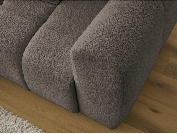 Divano angolare marrone allungabile/con contenitore (con penisola a sinistra/con chaise lounge) con rivestimento in bouclé Roxelane – Bobochic Paris