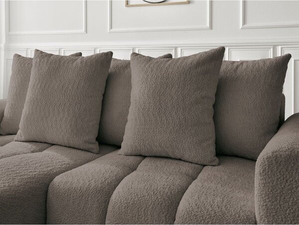 Divano angolare marrone allungabile/con contenitore (con penisola a sinistra/con chaise lounge) con rivestimento in bouclé Roxelane – Bobochic Paris