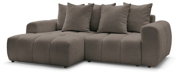Divano angolare marrone allungabile/con contenitore (con penisola a sinistra/con chaise lounge) con rivestimento in bouclé Roxelane – Bobochic Paris