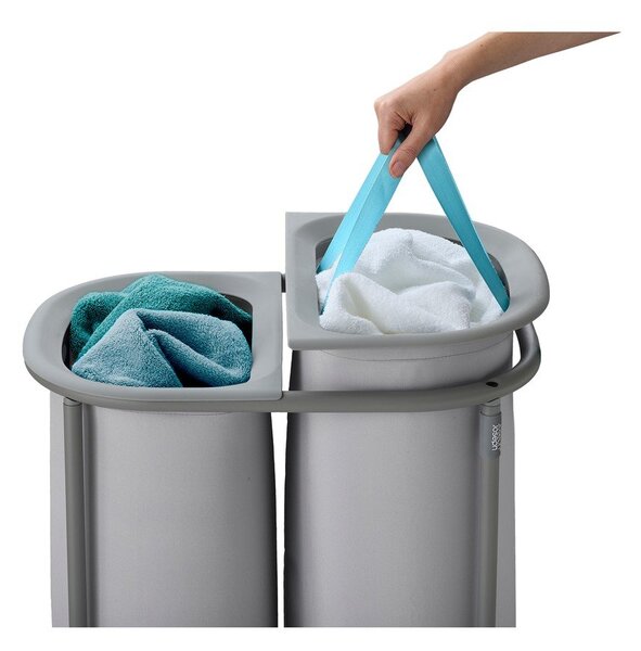 Cesta per il bucato grigio chiaro in tessuto 2x40 l Duo – Joseph Joseph