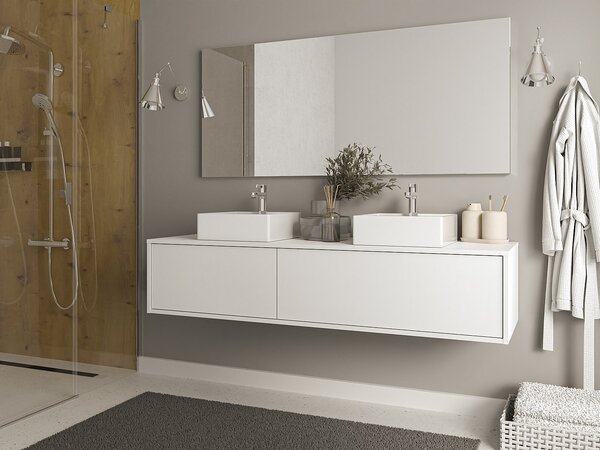Mobile sotto lavabo sospeso L150 cm Bianco - ISAURE II