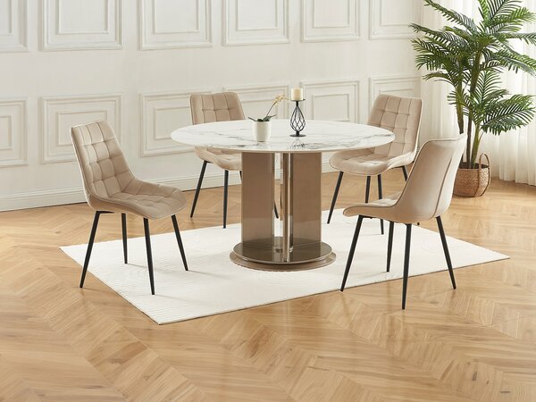 Sedia imbottita Velluto e Metallo Nero Beige - Lotto di 6 - OLLUA