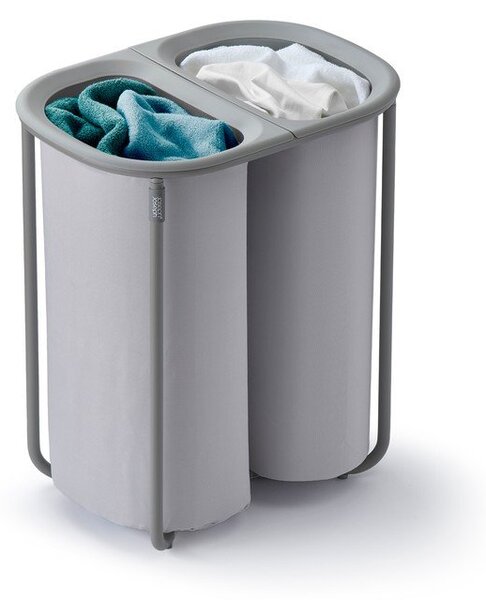 Cesta per il bucato grigio chiaro in tessuto 2x40 l Duo – Joseph Joseph