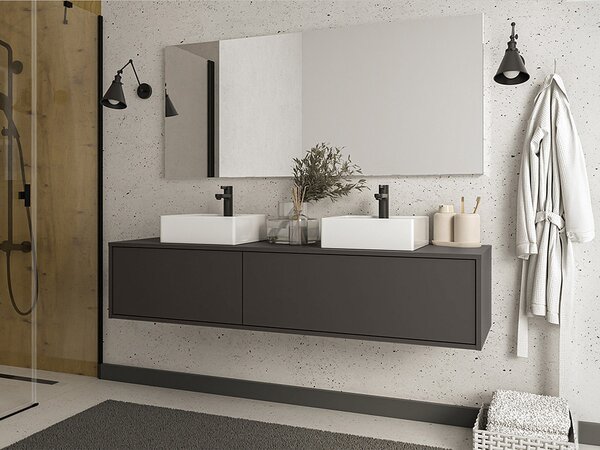 Mobile sotto lavabo sospeso Antracite L150 cm - ISAURE II