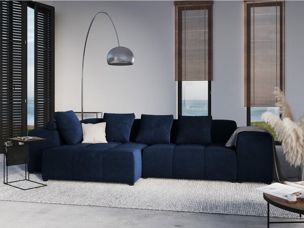 Poggiapiedi blu con rivestimento in velluto Rome Velvet – Cosmopolitan Design