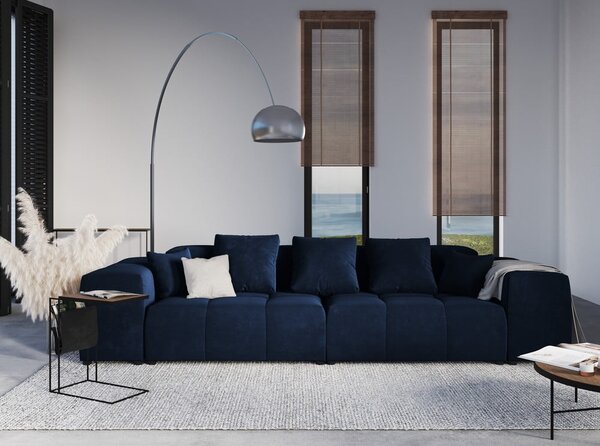 Poggiapiedi blu con rivestimento in velluto Rome Velvet – Cosmopolitan Design