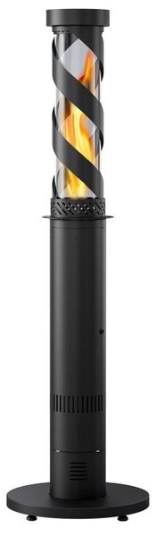 Stufa da Esterno Fungo a Pellet Ø52x194 cm in Ferro Decapato e Vetro Ibiscus Antracite
