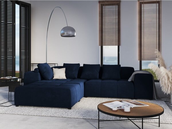 Poggiapiedi blu con rivestimento in velluto Rome Velvet – Cosmopolitan Design