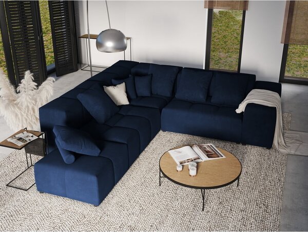 Poggiapiedi blu con rivestimento in velluto Rome Velvet – Cosmopolitan Design