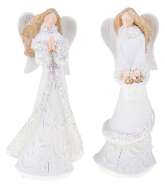 Set 4 Statuine Angeli con Glitter 16,5 cm in Resina