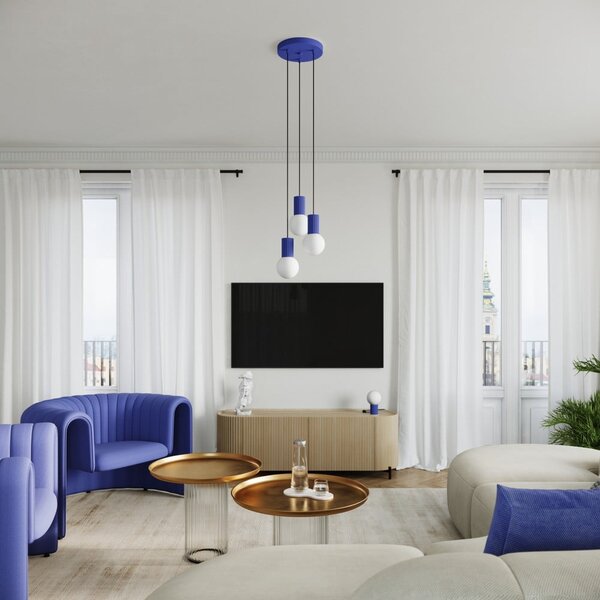 Lampada da tavolo blu scuro con paralume in vetro (altezza totale 19 cm) Orbital – Sollux