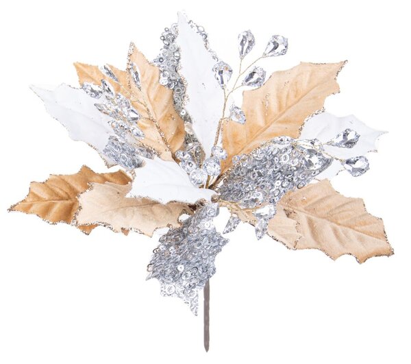 Set 3 Rami Artificiali Stella con Strass Ø 27 cm in Sintetico