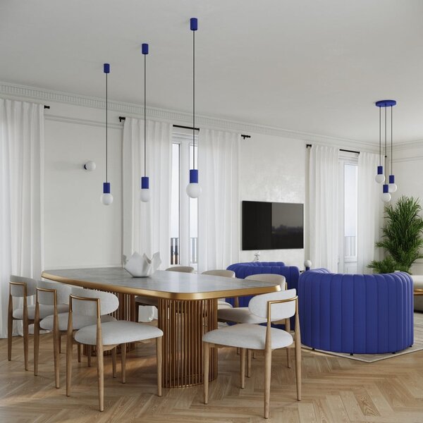 Lampada da tavolo blu scuro con paralume in vetro (altezza totale 19 cm) Orbital – Sollux