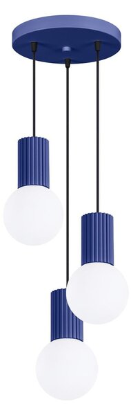 Lampadario blu scuro con paralume in vetro ø 25 cm Orbital – Sollux