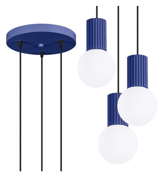 Lampadario blu scuro con paralume in vetro ø 25 cm Orbital – Sollux