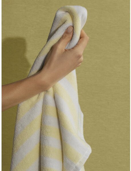 Asciugamano tipo terry giallo chiaro/bianco in cotone organico 70x140 cm Arto – Blomus