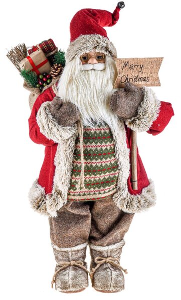 Pupazzo Babbo Natale Benvenuto 60 cm in Tessuto e Resina