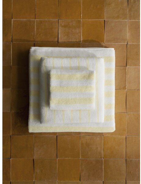 Set di asciugamani tipo terry giallo chiaro/bianchi in cotone organico 2 pz 30x50 cm Arto – Blomus