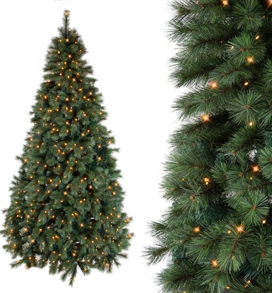 Albero di Natale Artificiale 245 cm con 600 Led Abete Colorado in Sintetico Verde
