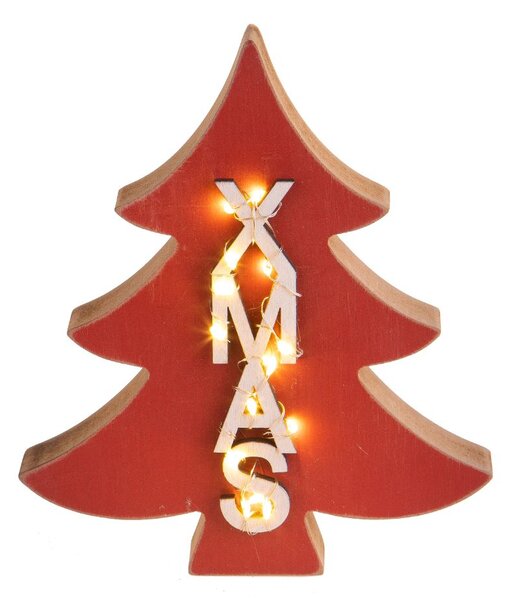 Set 2 Mini Albero di Natale Decorativo con Led Xmas 18 cm Rosso