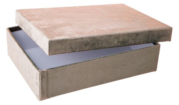 Scatola Rettangolare 30x21,5x7,5 cm in Carta e Velluto Tortora