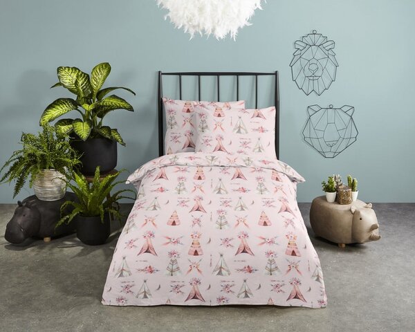 Set copripiumino e federa da bambini rosa in cotone per culla 100x135 cm Boho – Good Morning