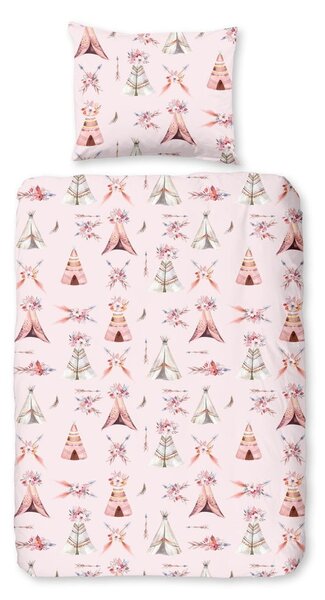 Set copripiumino e federa da bambini rosa in cotone per culla 100x135 cm Boho – Good Morning