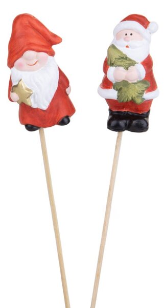 Set 12 Rametti Decorativi Babbo Natale Elfo 7 cm in Sintetico