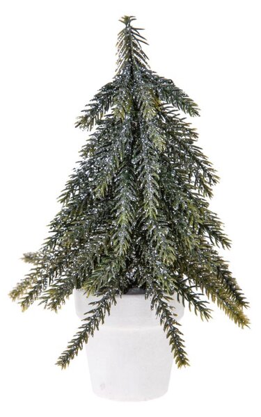 Set 6 Mini Albero Decorativo con Glitter 19 cm Abete Verde