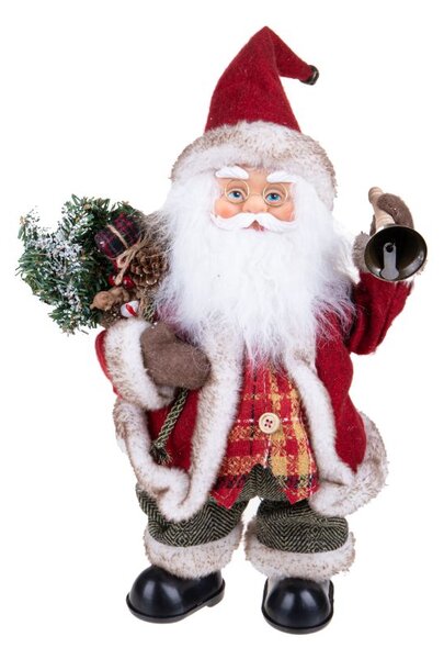 Pupazzo Babbo Natale con Campana 35 cm Musica e Movimento in Tessuto e Plastica