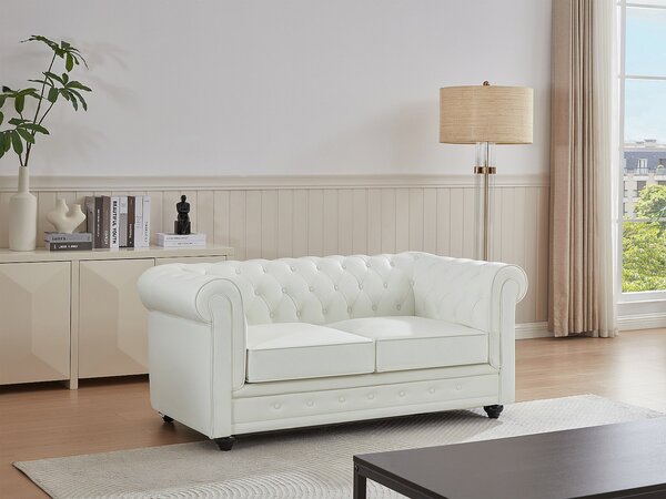 Divano 2 posti in pelle di bufalo bianco - CHESTERFIELD
