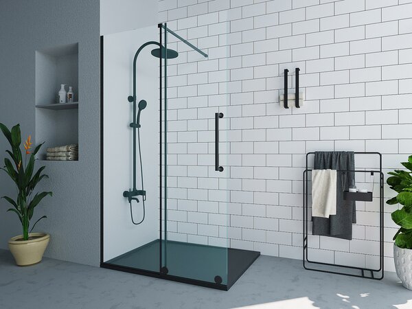Parete per doccia walk-in porta scorrevole 120 x 200 cm in Metallo Nero opaco Stile industriale - YOREM