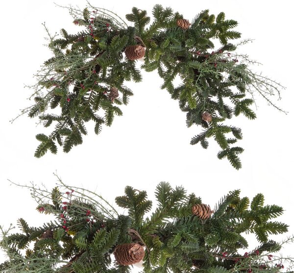 Festone Natalizio Artificiale Sopra Porta Pino Normandiana 75 cm in Sintetico