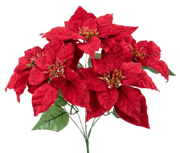 Set 2 Rami Artificiali Stella di Natale 35 cm in Sintetico Rosso