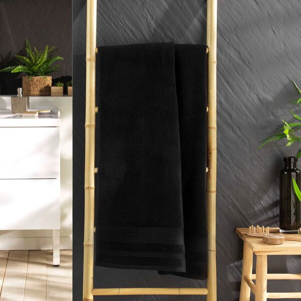 Asciugamano tipo terry nero in cotone 70x130 cm Tendresse – douceur d'intérieur