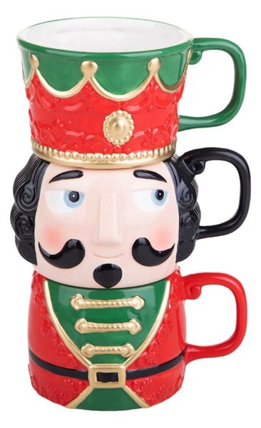 Set 3 Tazze Natalizie Schiaccianoci 15,5 cm in Ceramica