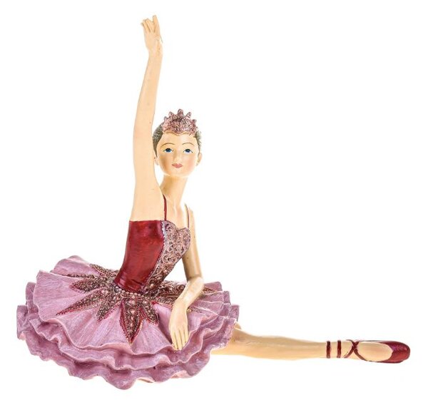 Set 2 Statuine Ballerina Seduta 17,5 in Resina