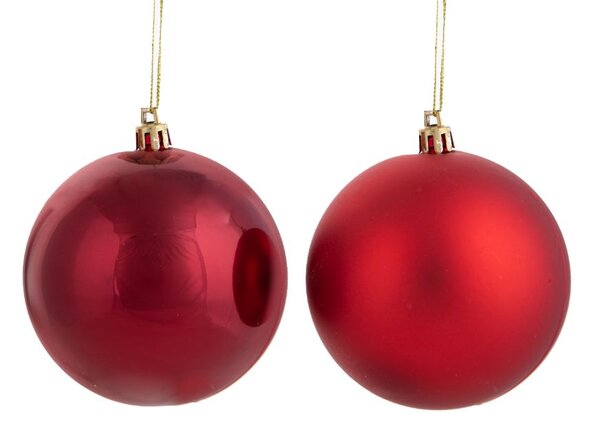Set 6 Palle di Natale da Appendere Ø 15 cm in Plastica Rosso
