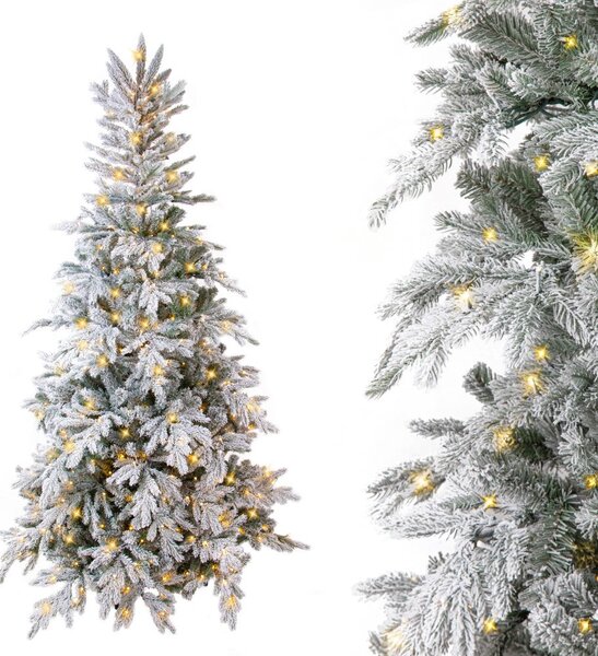 Albero di Natale Artificiale Innevato 260 cm con Led Abete Verde