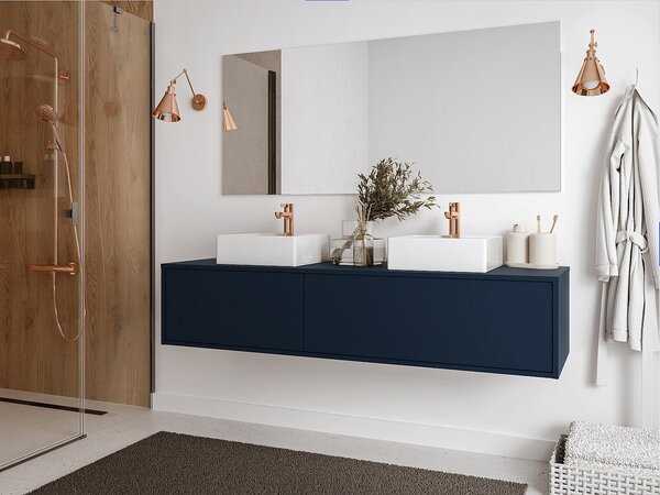 Mobile sotto lavabo sospeso L150 cm Blu notte - ISAURE II
