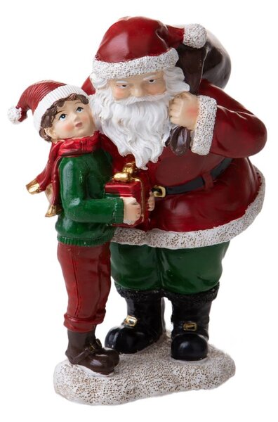 Statuina Babbo Natale con Bambino 18 cm in Resina